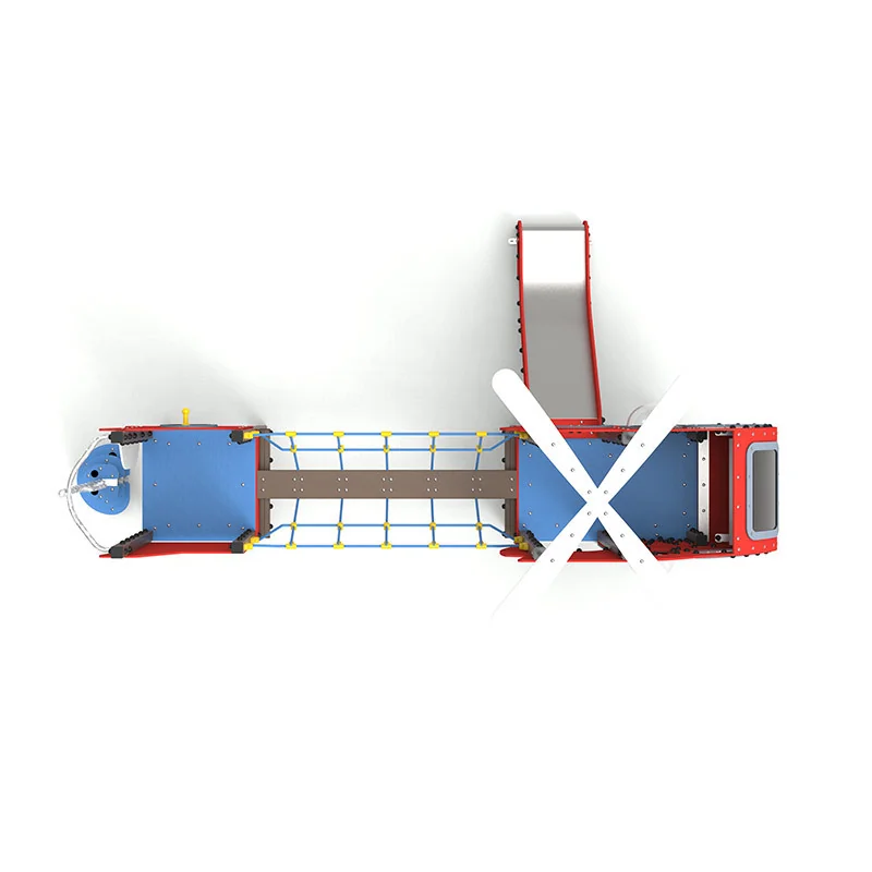 Structure multi jeux Hélicoptère avec toboggan vue aérienne