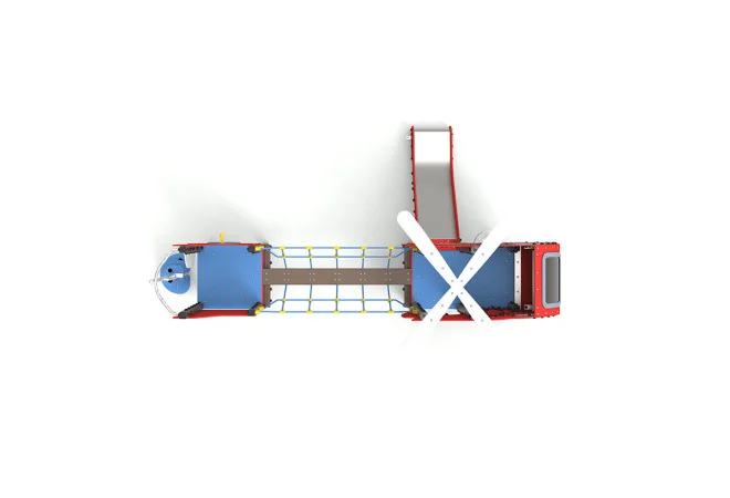 Structure multi jeux Hélicoptère avec toboggan vue aérienne