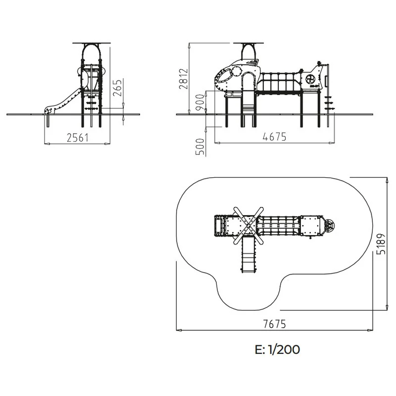 dimensions de la structure de jeux extérieur enfant Hélicoptère