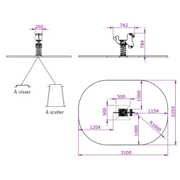 dimensions du jeu sur ressort Phoque