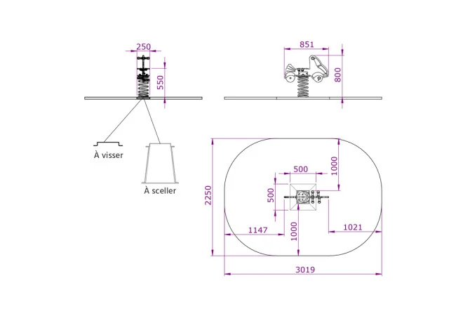 dimensions du jeu sur ressort Voiture