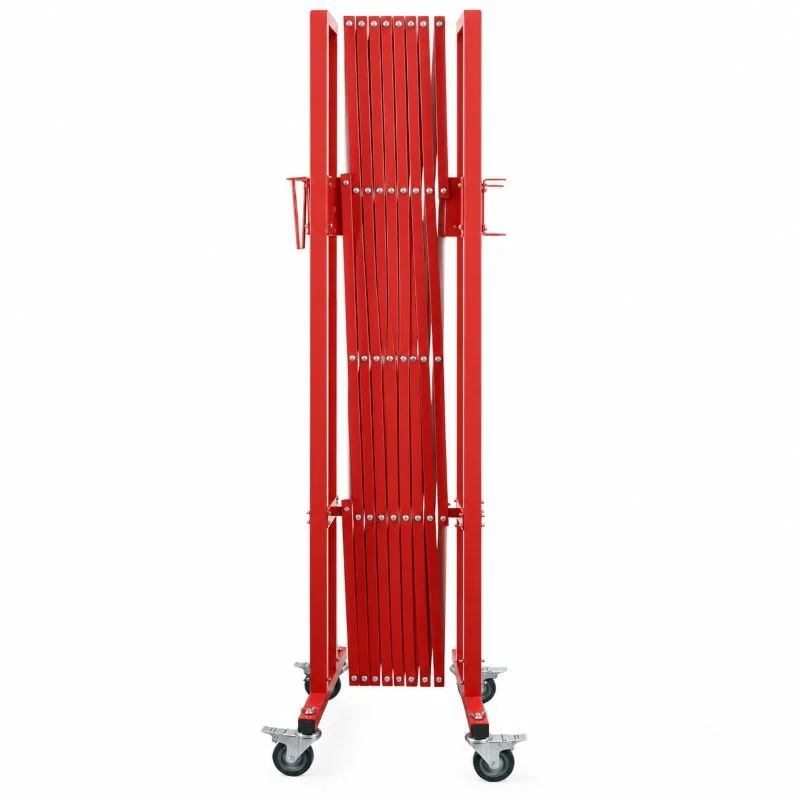barrière de chantier repliée rouge et blanche