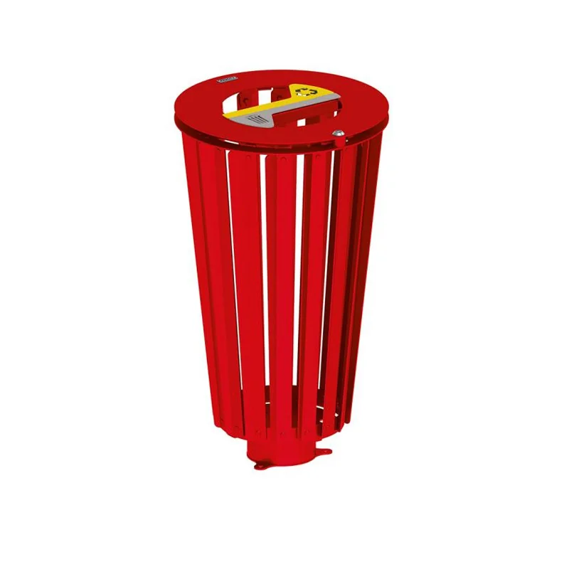 poubelle tri sélectif Lofoten RAL 3020 rouge signalétique jaune et grise