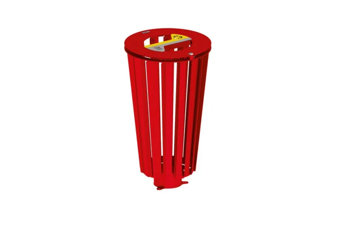 poubelle tri sélectif Lofoten RAL 3020 rouge signalétique jaune et grise