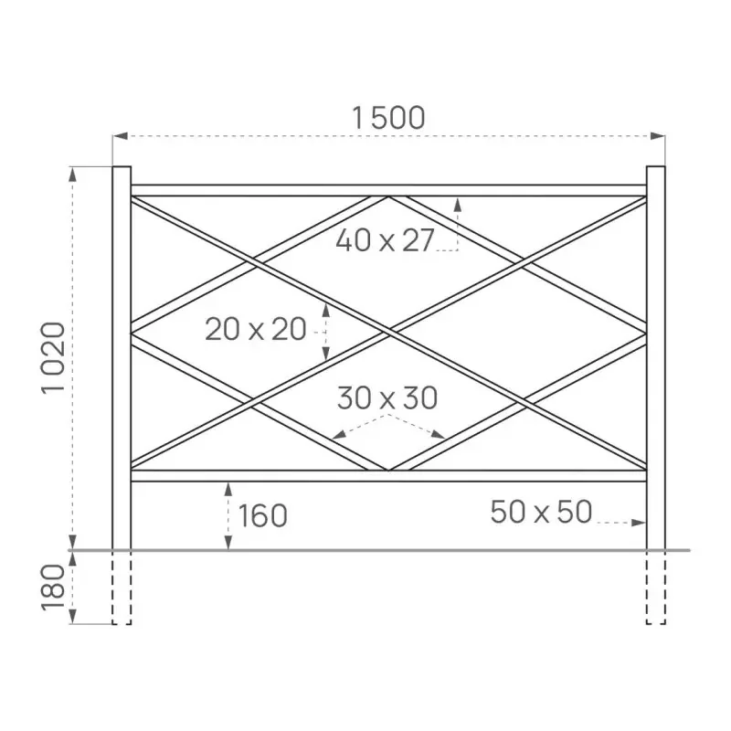 dimensions de la barrière urbaine Losange Procity