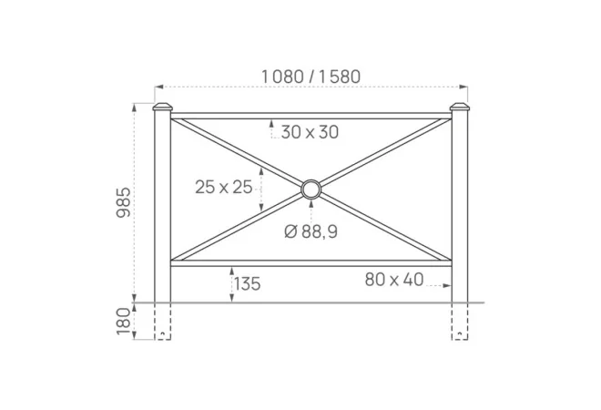 dimensions de la barrière urbaine pagode