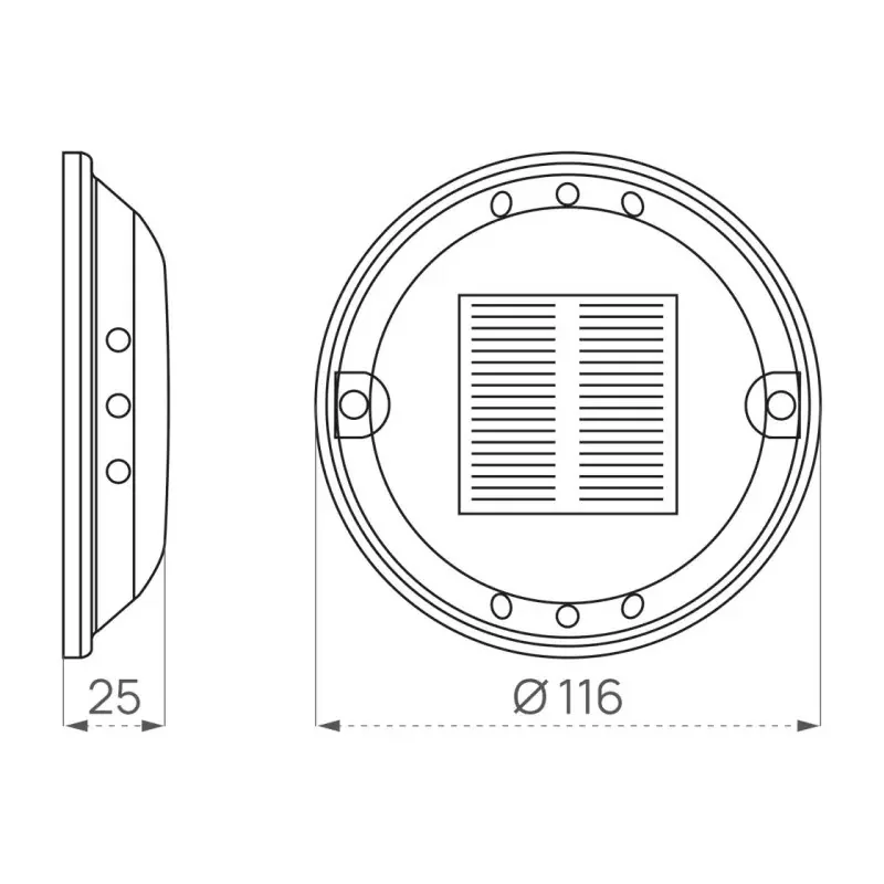 dimensions du plot routier solaire rond polycarbonate Procity