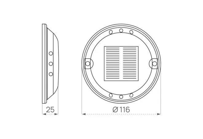 dimensions du plot routier solaire rond polycarbonate Procity