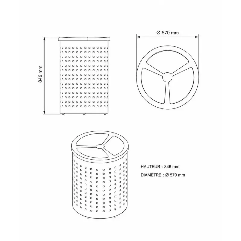 Poubelle 3 flux pour tri sélectif Quadra