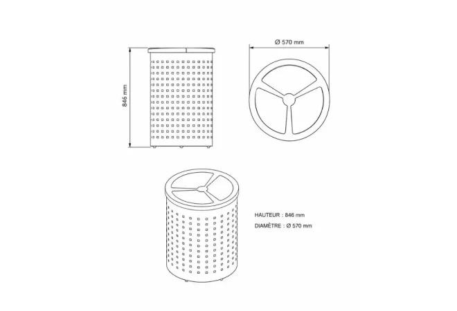 Poubelle 3 flux pour tri sélectif Quadra