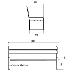 dimensions du banc urbain Dallas
