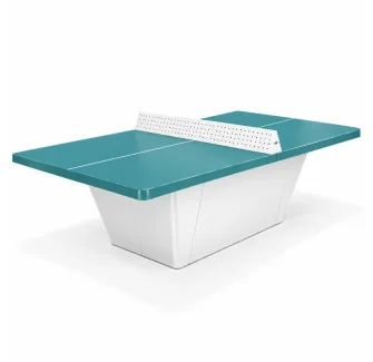 Table de ping-pong Pro Square bleu lagon pied blanc