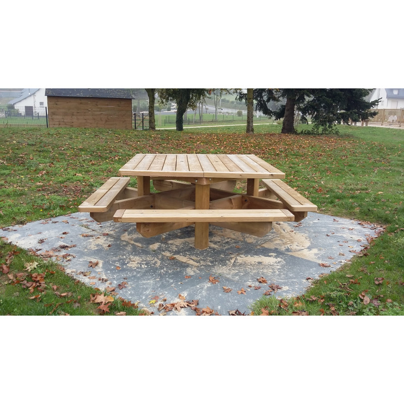 Table de pique-nique carrée en bois traité autoclave Table de pique-nique carrée en bois traité autoclave