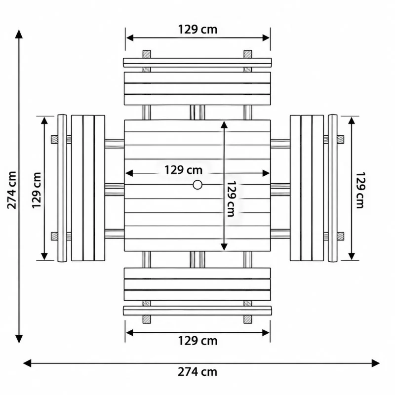 dimensions de la table de pique-nique carrée Square 8 personnes dimensions de la table de pique-nique carrée Square 8 personnes