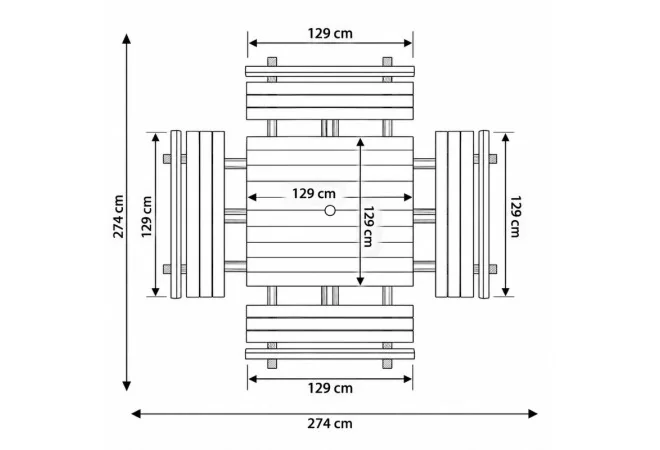 dimensions de la table de pique-nique carrée Square 8 personnes dimensions de la table de pique-nique carrée Square 8 personnes