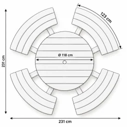 dimensions de la table pique-nique ronde Round dimensions de la table pique-nique ronde Round