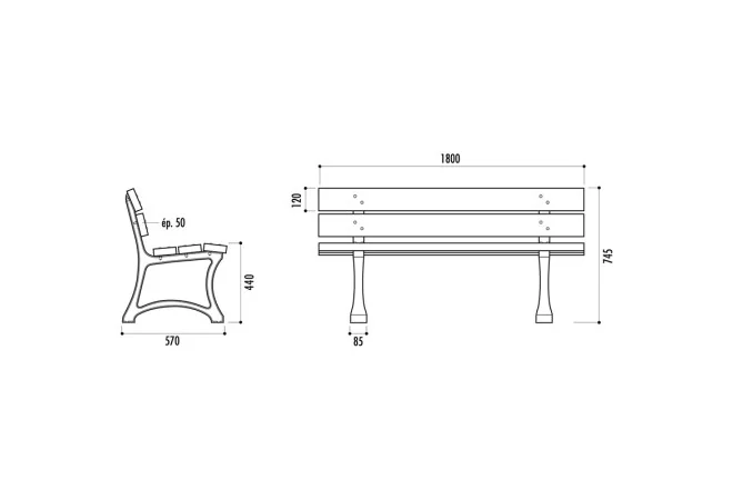 Banc public plastique recyclé Edimbourg