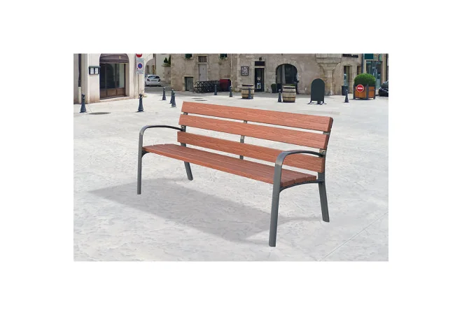 Banc public en bois technique Modo en ville