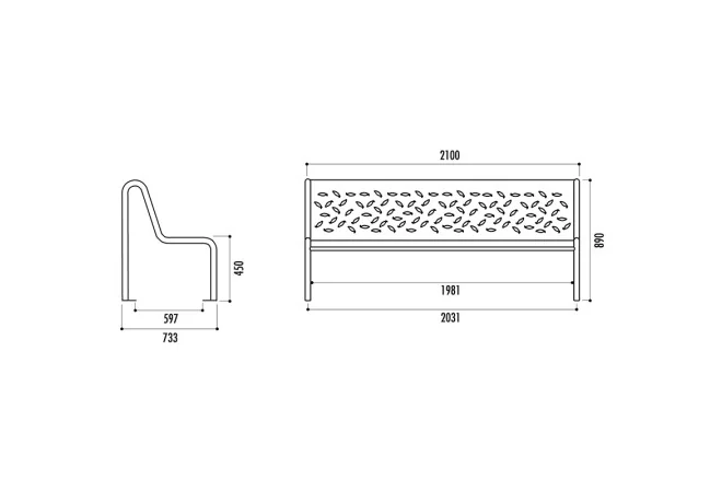 Banc urbain métal Tubular
