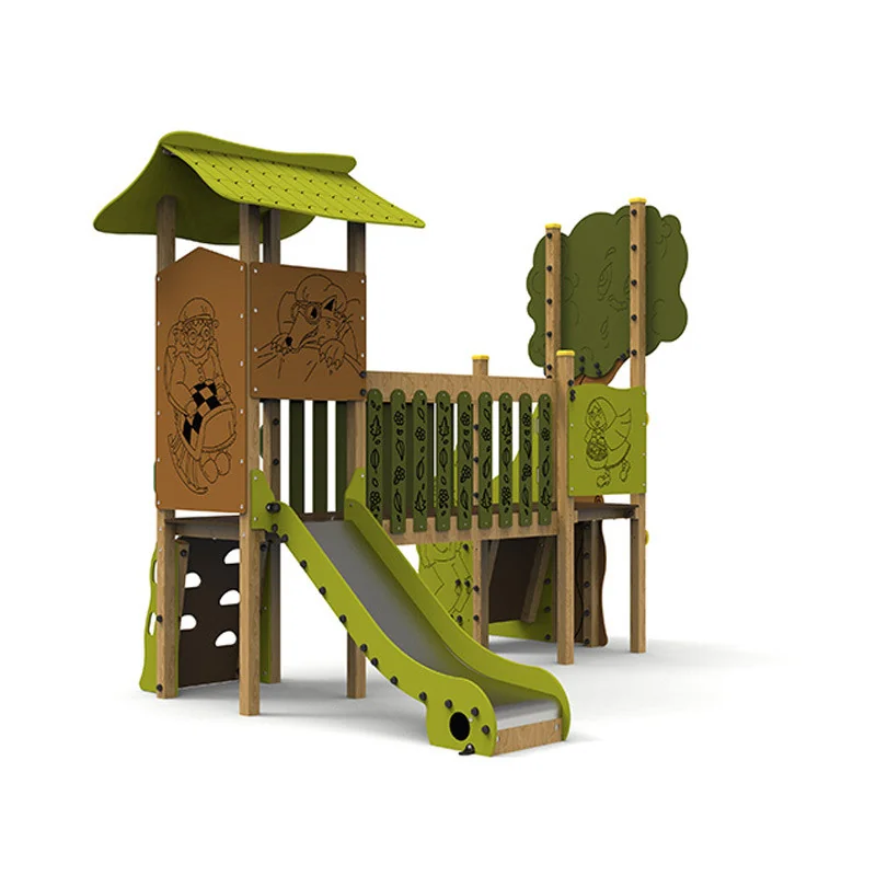Structure aire de jeux Petit Chaperon Rouge avec toboggan