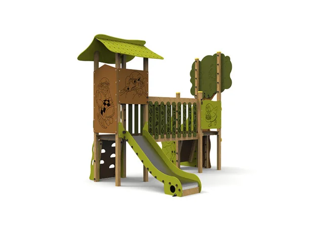 Structure aire de jeux Petit Chaperon Rouge avec toboggan