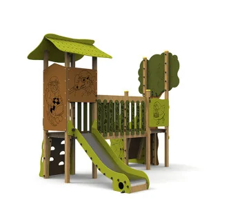 Structure aire de jeux Petit Chaperon Rouge avec toboggan