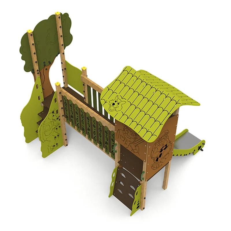 Structure aire de jeux Petit Chaperon Rouge avec toboggan vue de dessus