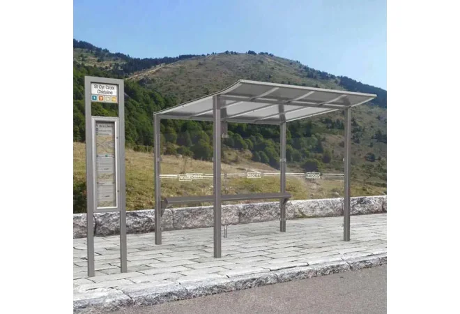Abris bus Modulo Procity 2.5 mètres sur un trottoir