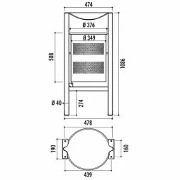 dimensions de la corbeille ronde avec couvercle Barcelona