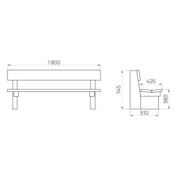 Dimensions du banc en bois pour collectivités
