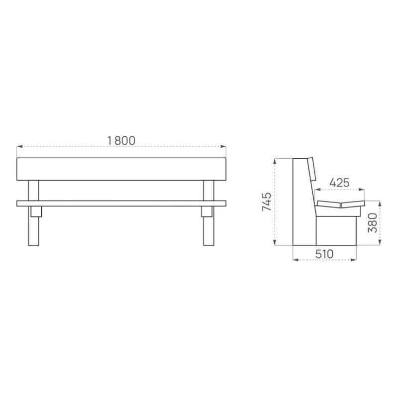 Dimensions du banc en bois pour collectivités