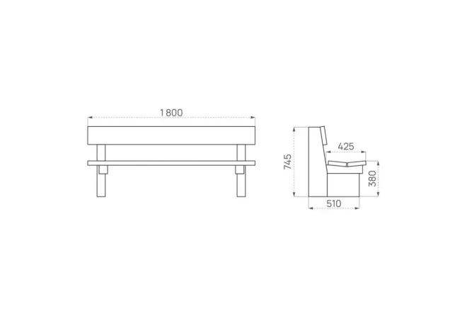 Dimensions du banc en bois pour collectivités