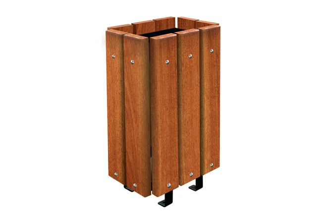 Corbeille publique en bois extérieure Bilbao