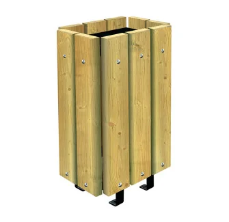 Poubelle pour espace public en bois sans couvercle