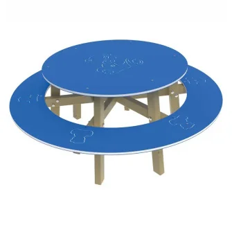 table pique-nique enfant PEHD et bois bleue