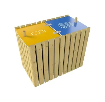 poubelle de tri sélectif en bois 2 bacs de 100 litres