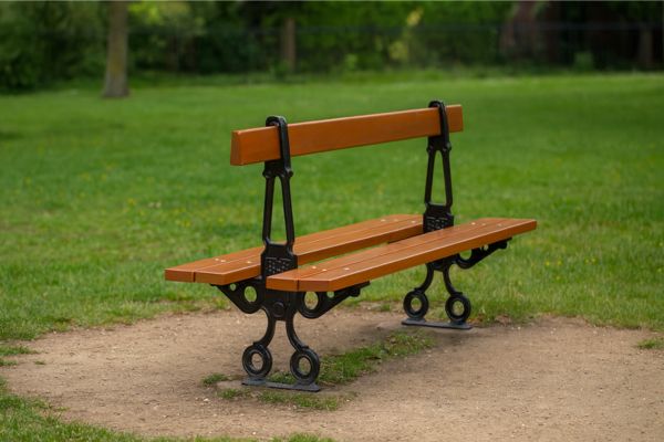 Double banc public bois et fonte