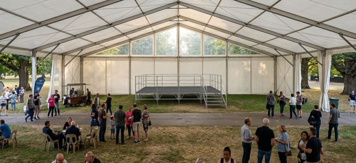 podium démontable sous chapiteau