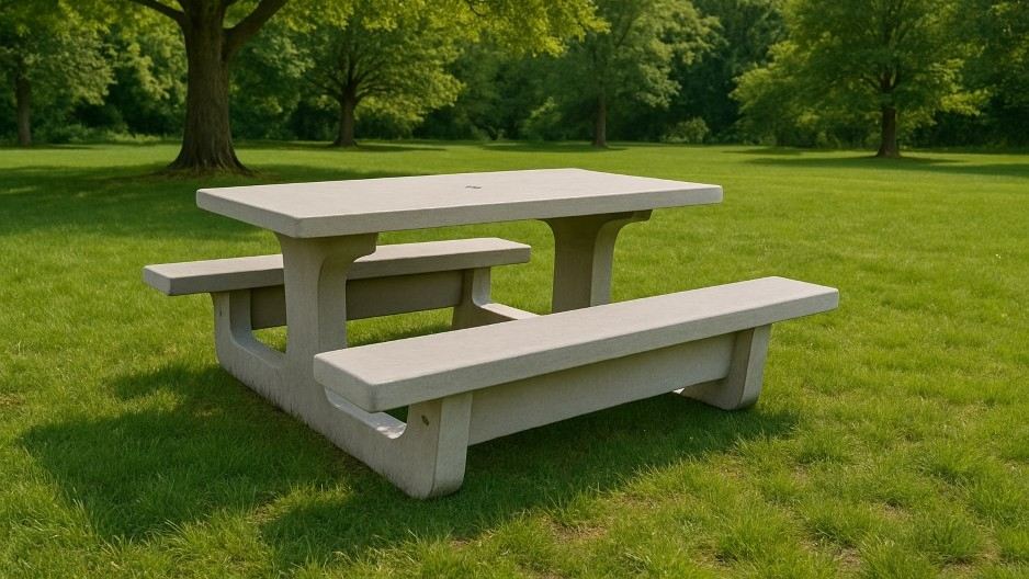 table pique nique en béton dans un espace vert