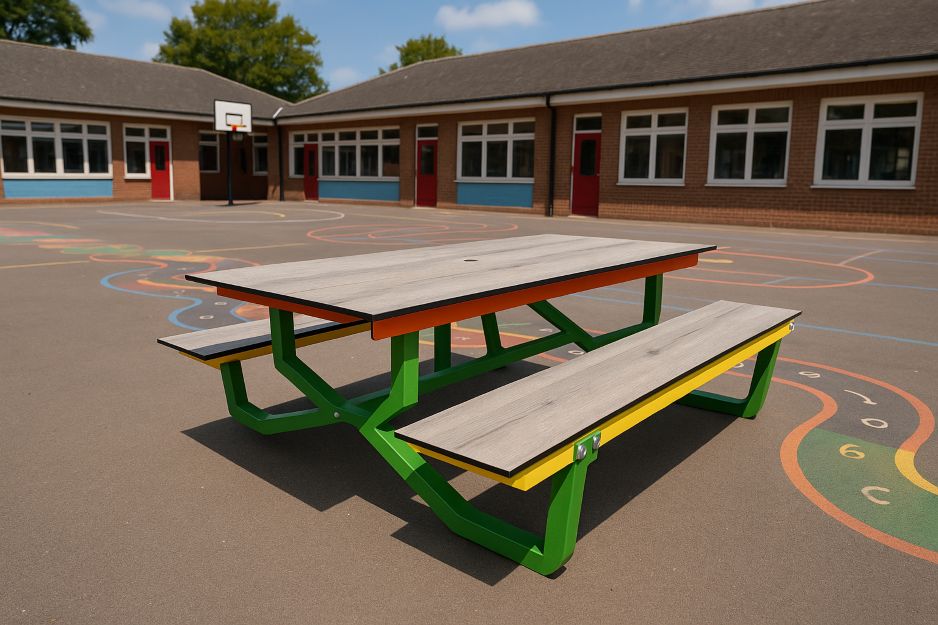 table pique nique pour enfants dans une cours d'école