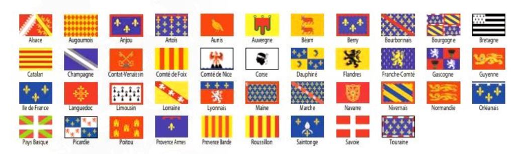 Les drapeaux des provinces historiques