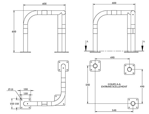 Arceau de protection d'angle pour industrie