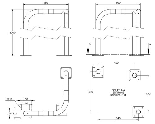 étrier 3 pieds protection de 1 m de haut