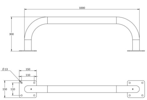 arceau de bordure longueur 1m - cofradis collectivies