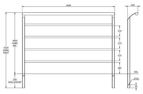 Dimensions de la barrière de ville en acier avec main courante