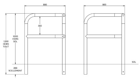 Arceau d'angle pour protection des bâtiments 800 mm