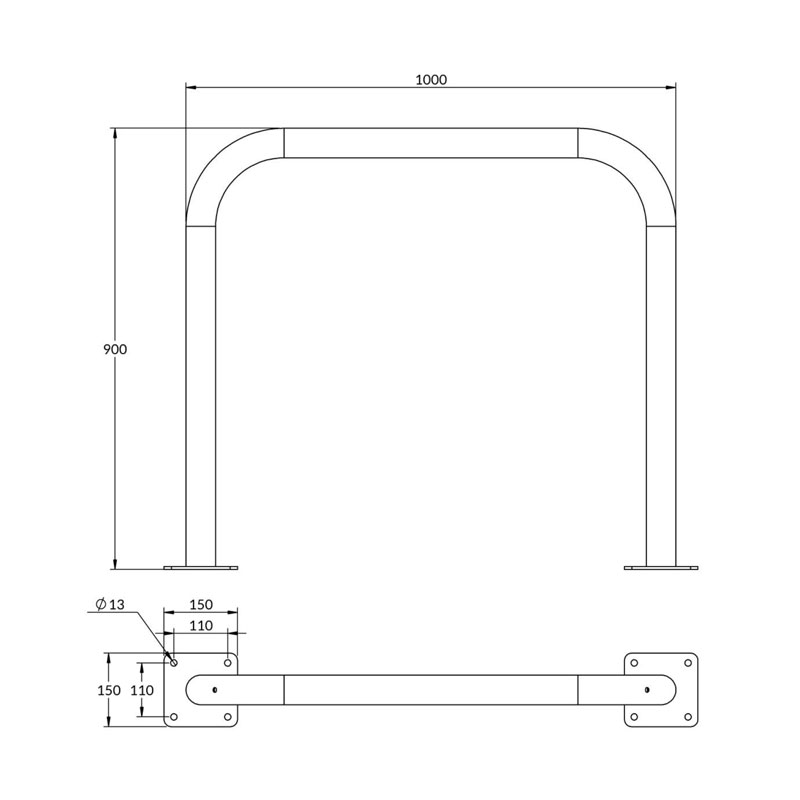 Arceau en acier de 1 m de long