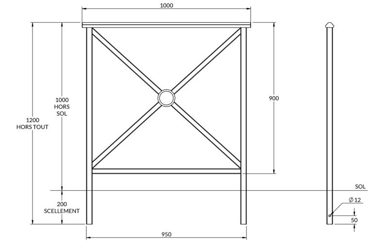 Dimensions de la petite barrière de ville en acier