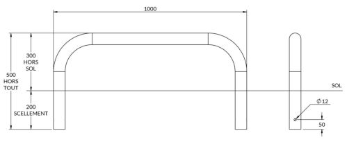 dimensions de l'arceau de protection bas - cofradis collectivités