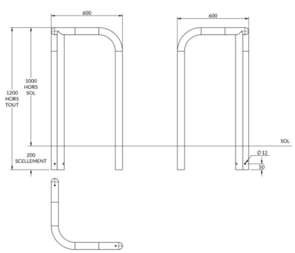 dimensions de l'épingle de protection pour candélabre - cofradis collectivités